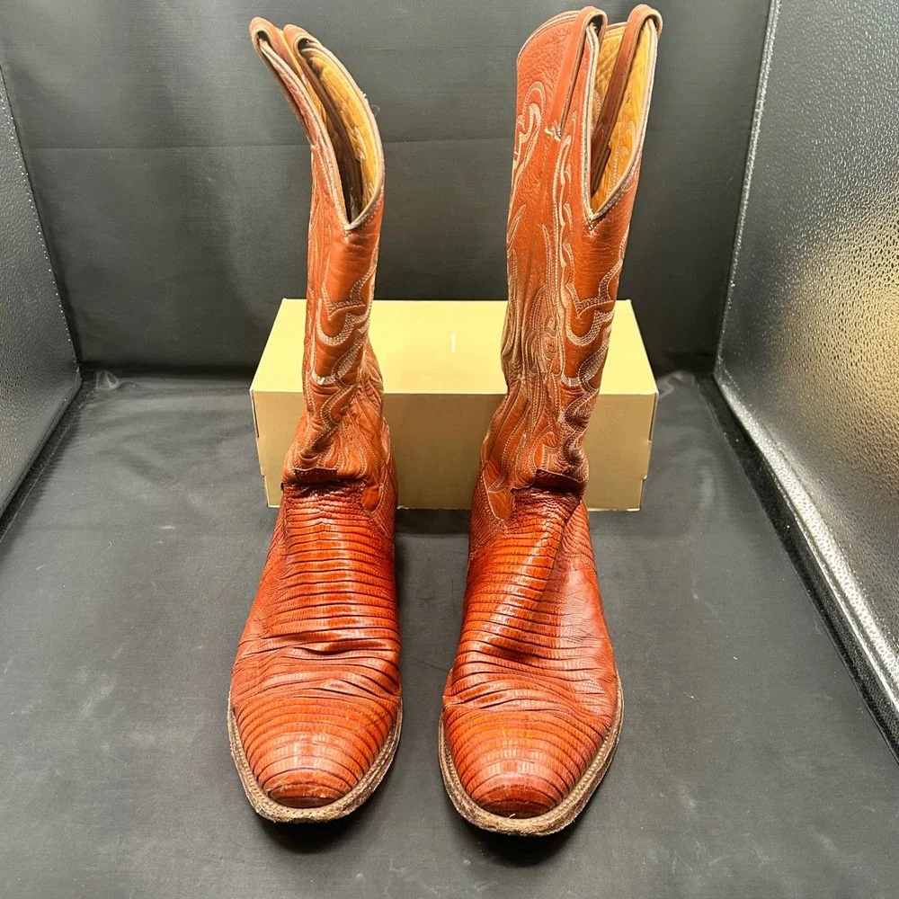 Justin Womens Lizard Skin Western Cowgirl Boots Cognac Brown 8310 8.5 D
